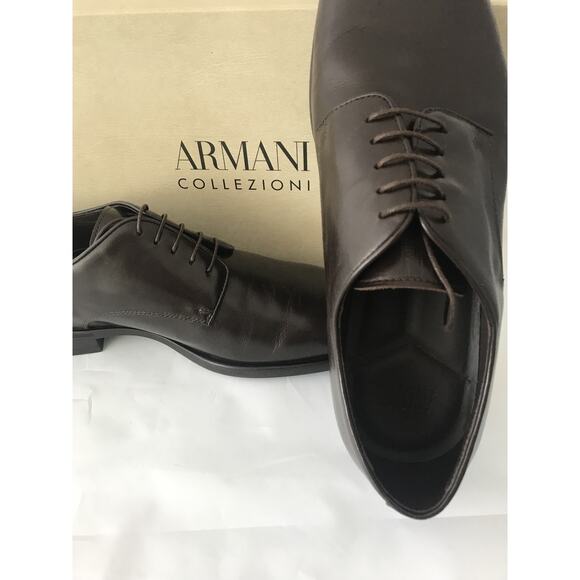 Armani Collezioni Leather Men’s Shoes Brown 12.5 US 45.5 Eu Italy NIB $795 main image 9